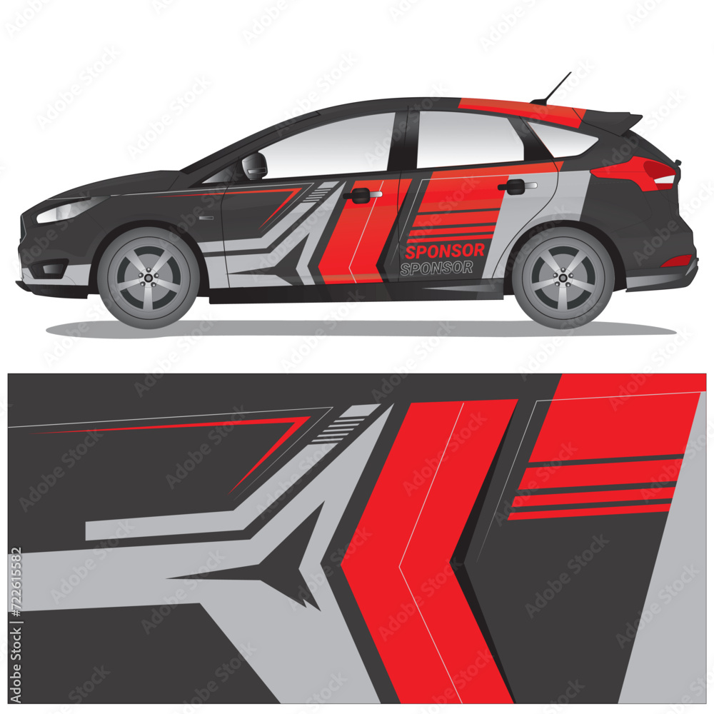 Obraz premium Car wrap decal vector illustration