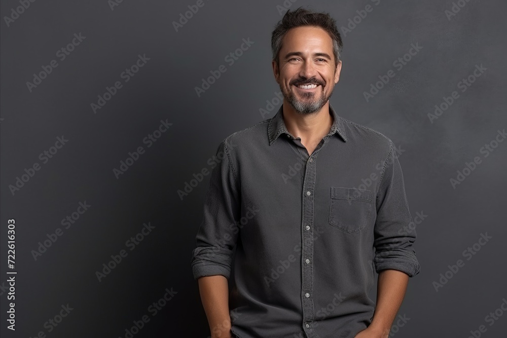 Portrait of a handsome middle-aged man smiling at the camera Portrait of a handsome middle-aged man smiling at the camera