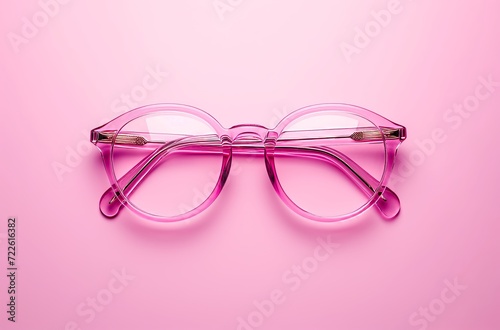 Pink Glasses on Pink Background, Stylish Eyewear Accessory