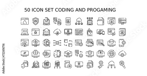 50 icon set coding and progamming