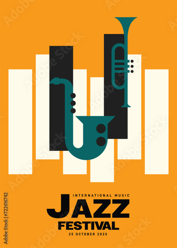 Jazz music festival poster template design background modern vintage retro style