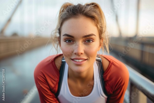 A radiant young woman, dressed in a casual shirt, gazes confidently at the camera, her brown hair framing her joyful smile as she stands outdoors, exuding warmth and charm Free Download A radiant young woman, dressed in a casual shirt, gazes confidently at the camera, her brown hair framing her joyful smile as she stands outdoors, exuding warmth and charm - GFXLoad