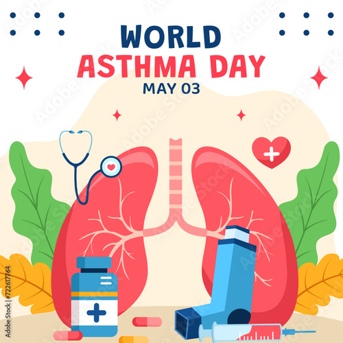 Asthma Day Social Media Illustration Flat Cartoon Hand Drawn Templates Background