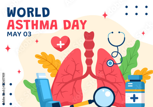 Asthma Day Social Media Background Flat Cartoon Hand Drawn Templates Illustration