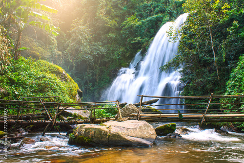 Pha dok siew waterfall in deep forest Chiang Mai Thailand photo
