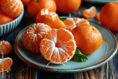 A vibrant and diverse assortment of citrus fruits, including mandarin oranges, clementines, bitter oranges, valencia oranges, rangpurs, tangelos, grapefruits, calamondins, blood oranges, citrons, pom photo
