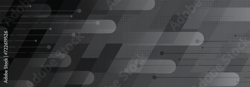 Abstract background in black and gray colors consisting of geometric shapes, lines and dots