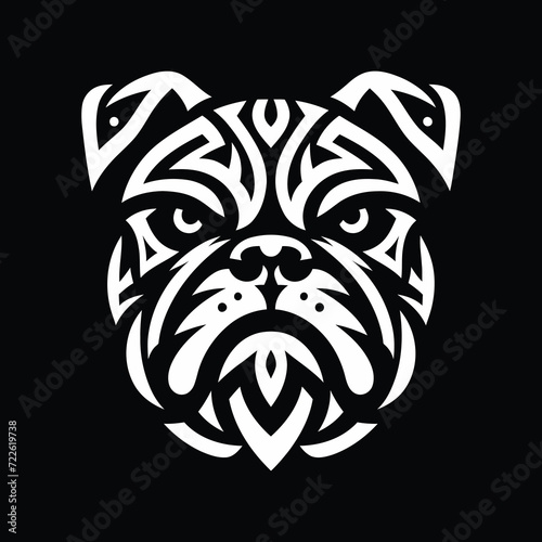 modern tribal tattoo bulldog  dog  abstract line art of animals  minimalist contour. Vector