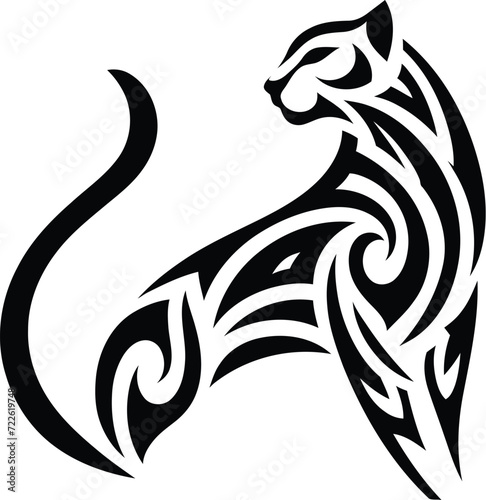 modern tribal tattoo cheetah, abstract line art of cats and big cats, minimalist contour. Vector