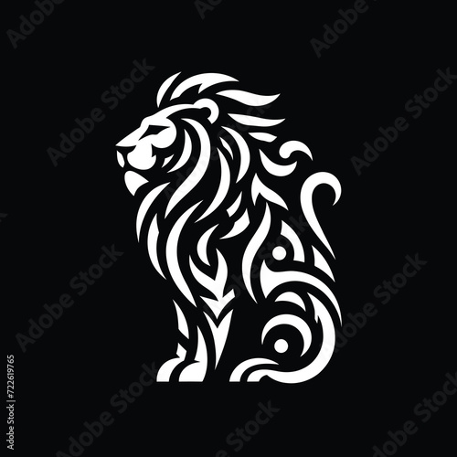 modern tribal tattoo lion, abstract line art of cats and big cats, minimalist contour. Vector