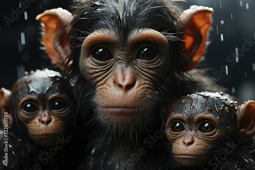 A close-knit group of simian creatures, their soft fur glistening in the sunlight, huddled together in a display of mammalian camaraderie and unity © LifeMedia