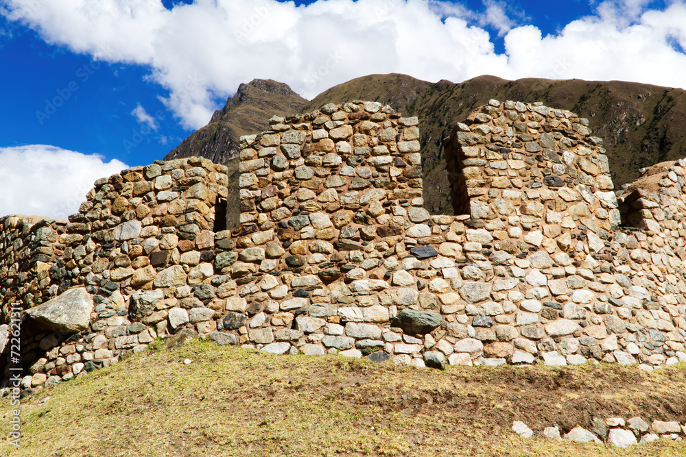 Inca Stone Wall Ruins Peru South America