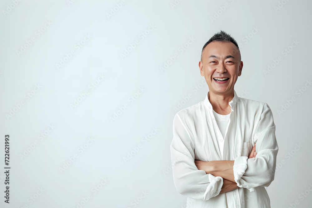 Portrait of stylish asian man, wearing casual white clothes isolated on white background. Portrait of stylish asian man, wearing casual white clothes isolated on white background.