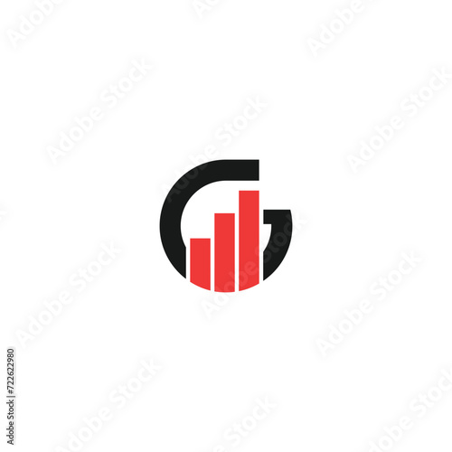 Letter G logo investment icon flat and vector design template. Trend red-black color on white and black background. Symbol G in vector elements