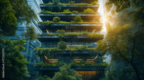 Eco-friendly building in a modern city