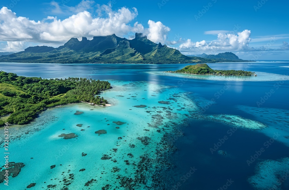 Fototapeta premium Aerial View of Island in the Middle of the Ocean