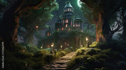 森の中の幻想的なお城