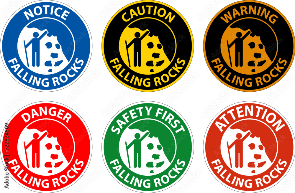 Naklejka premium Campground Sign, Park Sign and Guide Sign, Falling Rocks