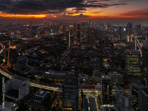Beautiful sunset in Jakarta City Indonesia. Jakarta  is a capital city of indonesia that become the centre of economic and financial of Indonesia.