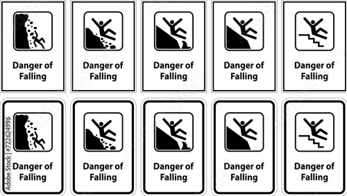Danger Sign, Park Sign and Guide Sign, Danger Of Falling