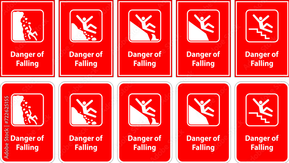 Danger Sign, Park Sign and Guide Sign, Danger Of Falling