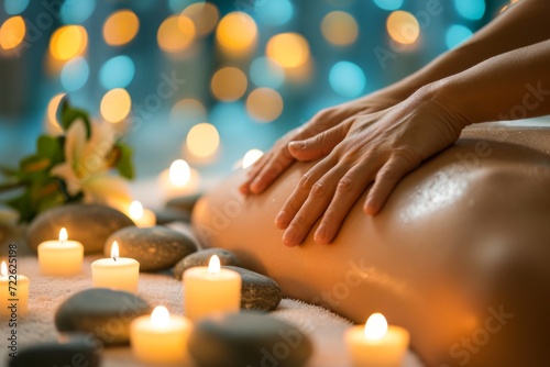 Stone massage with candles for relaxation.