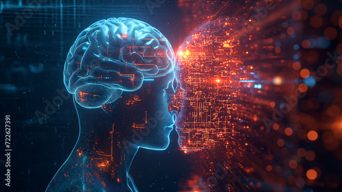 AI mental lattice, advanced neural network, artificial cognition, futuristic brain technology.