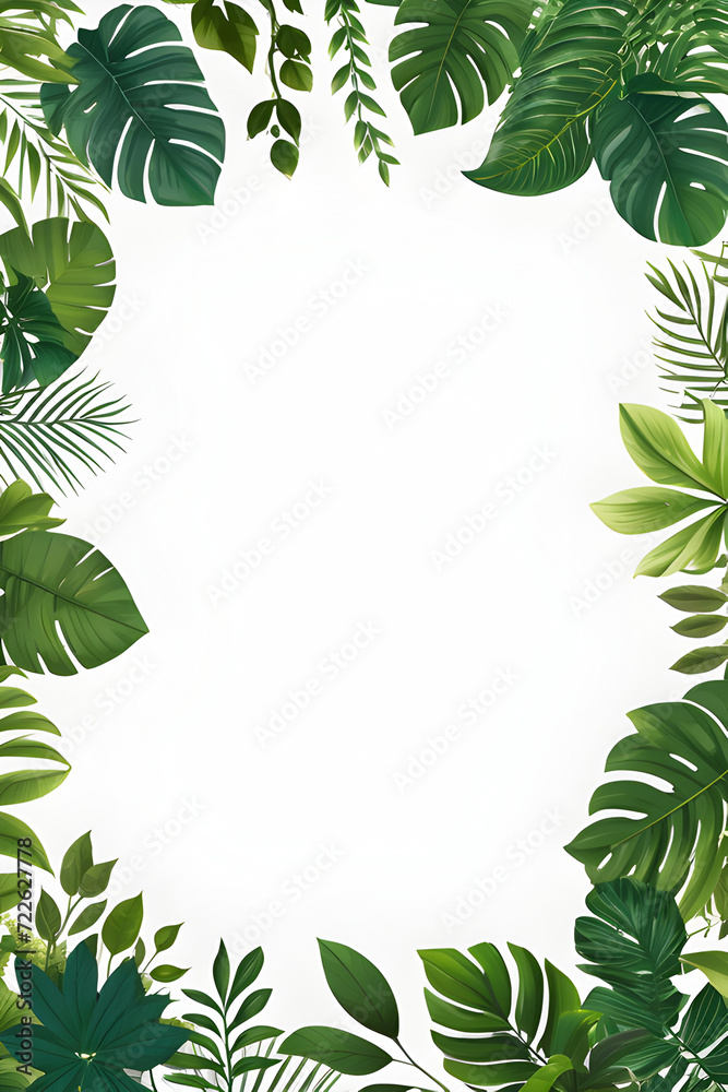 Green Leaves Border Frame Illustration Generative Ai Green Leaves Border Frame Illustration Generative Ai
