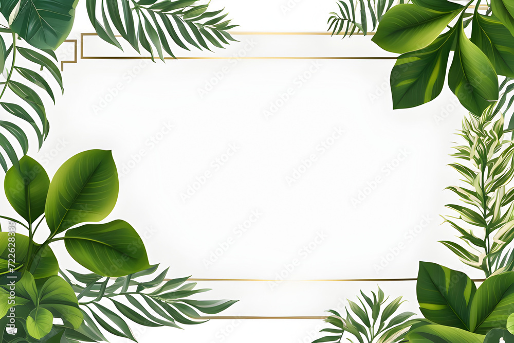 Green Leaves Border Frame Illustration Generative Ai