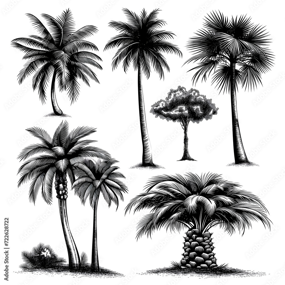 Naklejka premium palm trees silhouettes on white