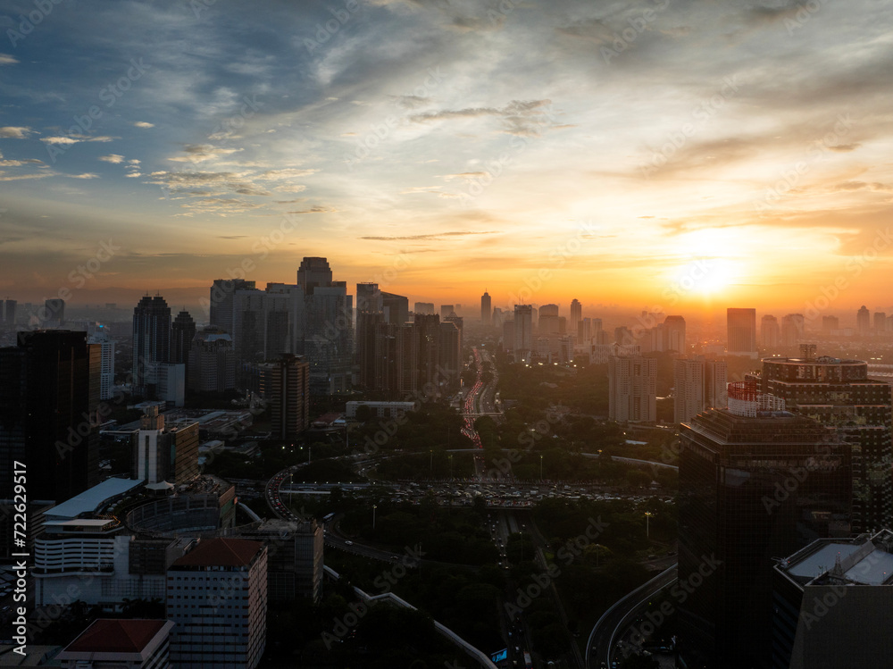 Beautiful sunset in Jakarta City Indonesia. Jakarta, is a capital city of indonesia that become the centre of economic and financial of Indonesia.