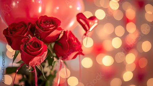 Valentine Ambiance with Roses and Heart Balloons © CREATIVE STOCK