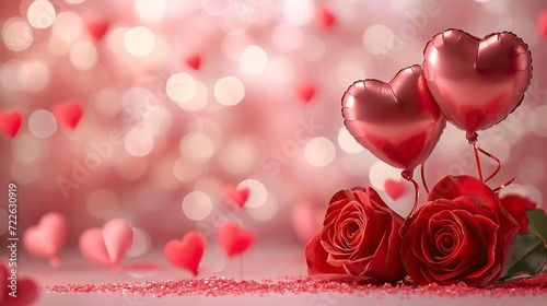 Valentine Ambiance with Roses and Heart Balloons