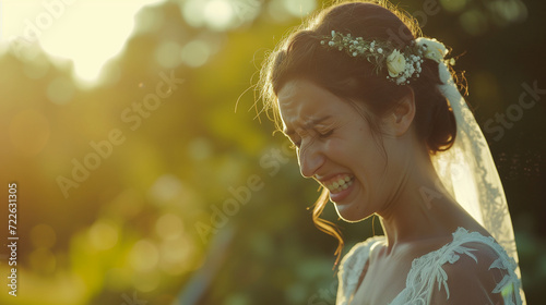 Cinematic Scene of a Bride In Tears and Crying