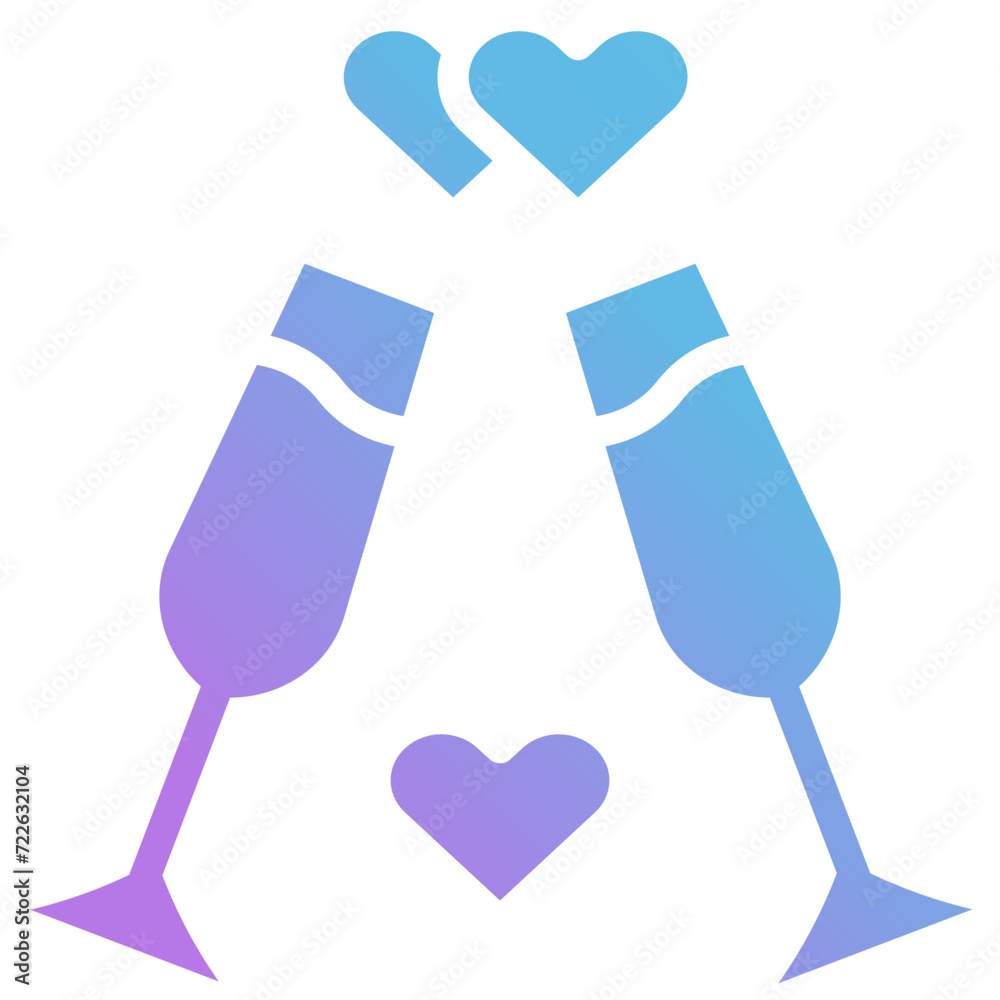Fototapeta premium Gradient love champagne icon