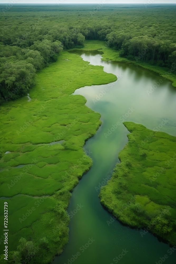 Beauty of a lush green wetland design with concept of world wetlands day 2024 Beauty of a lush green wetland design with concept of world wetlands day 2024