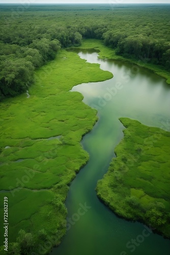 Beauty of a lush green wetland  design with concept of world wetlands day 2024 © Naveen