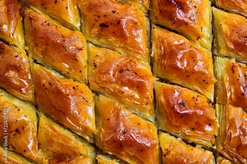 Turkish Dessert Baklava closed up
