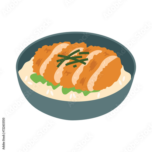 Japanese Food Chicken Katsu Don illustration