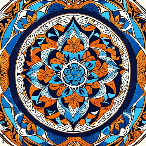 Hyperbolic Flower Mandala like Seamless pattern Maximalist Colorful Floral Psychedelic, Wallpaper Background