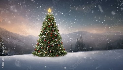 christmas tree in the snow © Artificial images