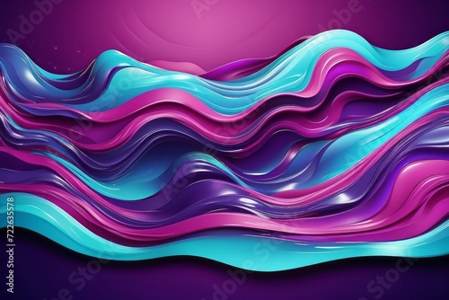 Abstract blue and purple liquid wavy shapes futuristic banner. Glowing retro waves vector