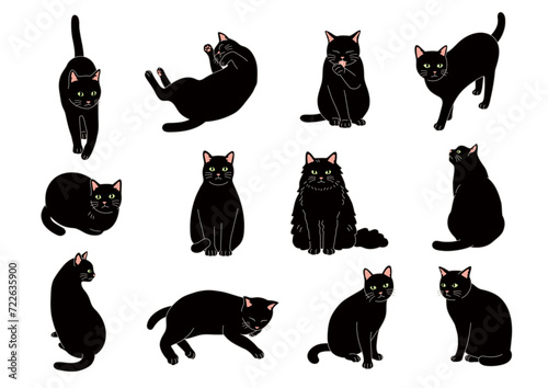 シンプルでかわいい猫のイラストセット