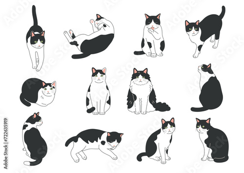 シンプルでかわいい猫のイラストセット
