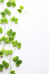 Saint patricks day background with shamrocks all around on white