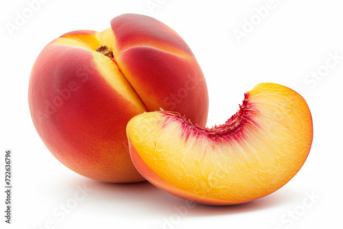 Peach fruit isolated on the white background. Clipping Path, Generative Ai