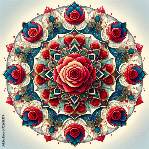 Hyperbolic Flower Mandala like Seamless pattern Maximalist Colorful Floral Psychedelic, Wallpaper Background