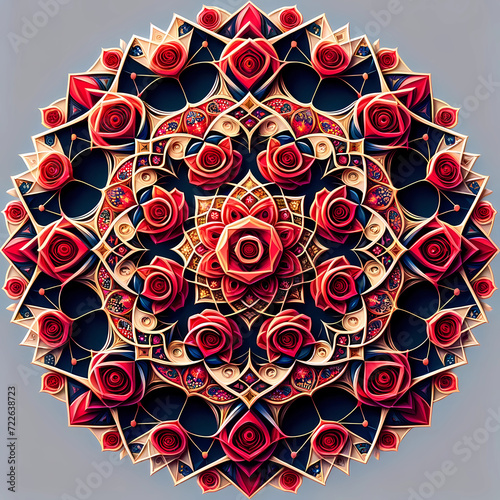 Hyperbolic Flower Mandala like Seamless pattern Maximalist Colorful Floral Psychedelic, Wallpaper Background