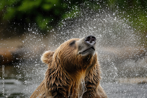 a bear shaking off water after a refreshing swim