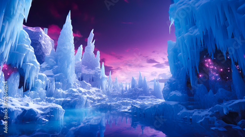 幻想的な氷の世界のイメージイラスト風景 photo